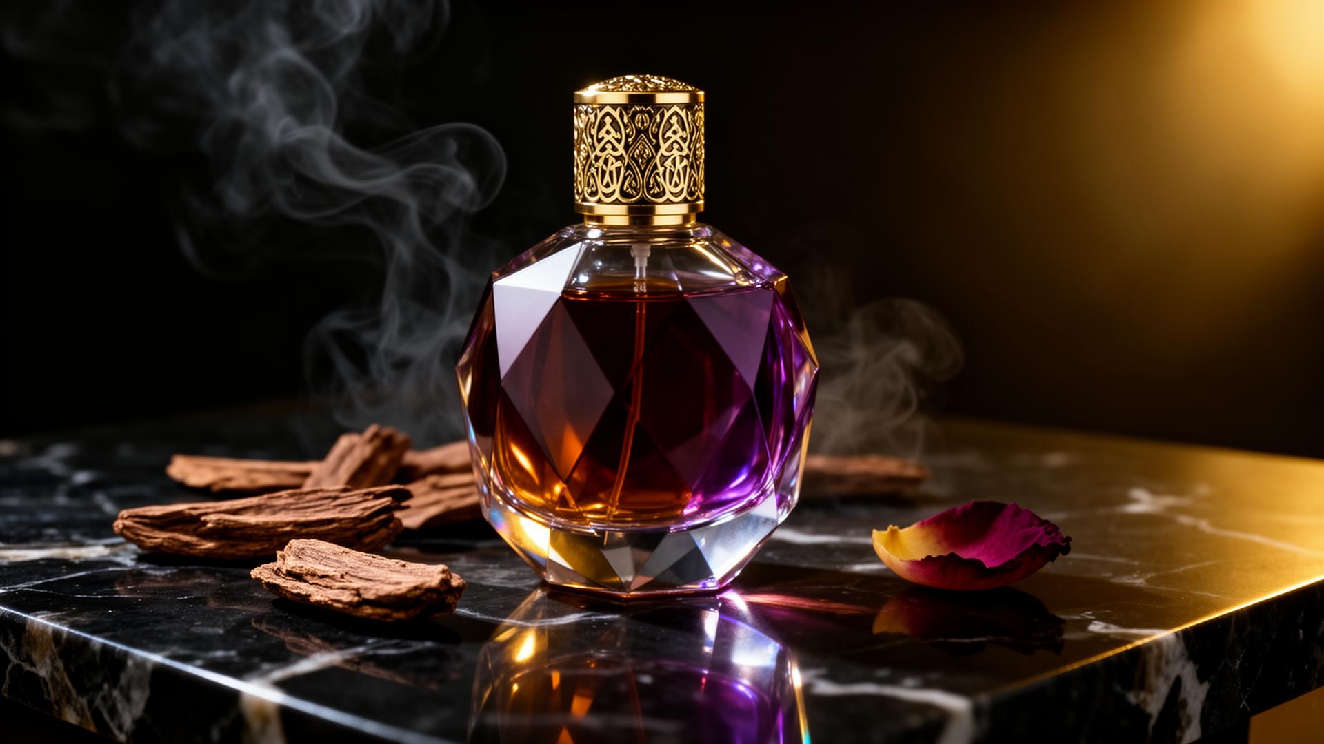 Alburj signature crystal flacon on obsidian